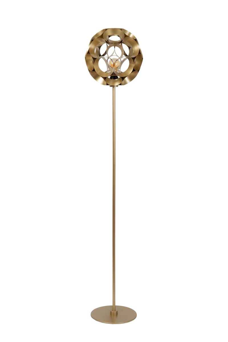 Lucide HANNELORE - Stojacia lampa - Ø 30 cm - 1xE27 - Matt Gold / Mosadz